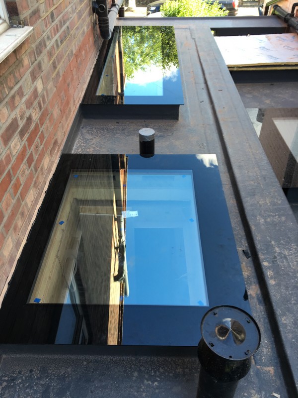 Multiple flat roof skylights on extension in Teddington